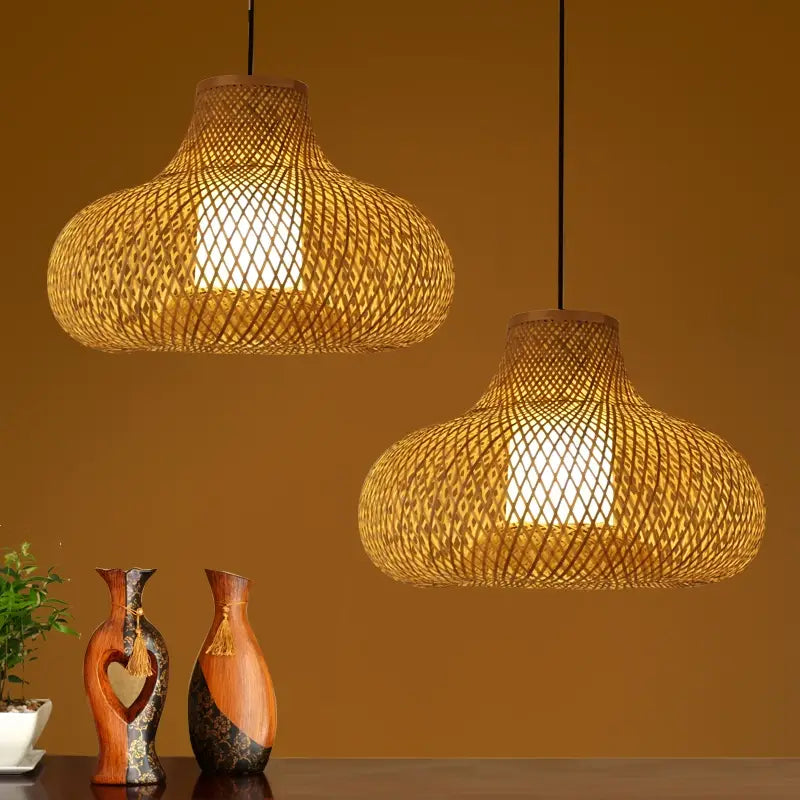 Pastoral Country Handwoven Bamboo Pendant Light Shade