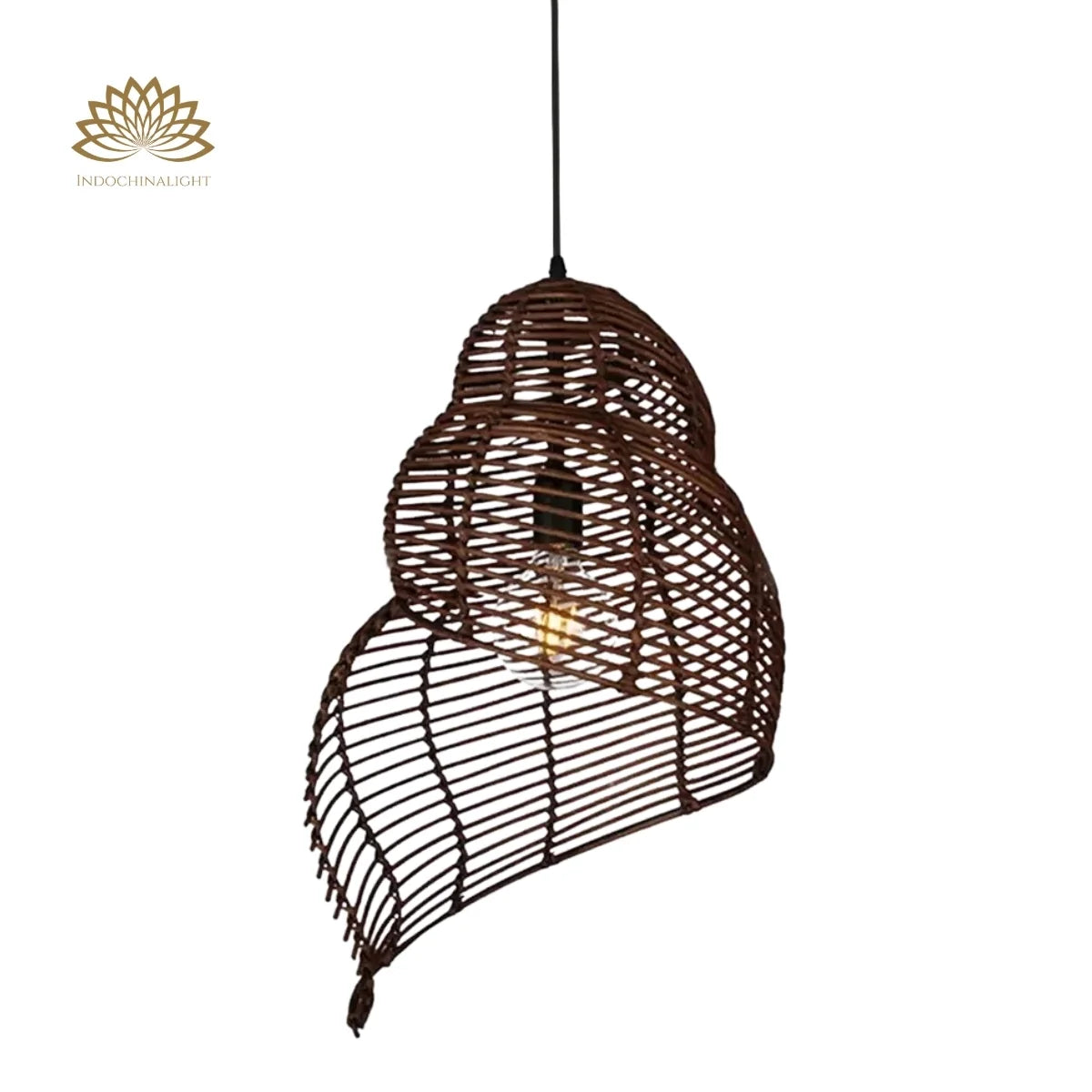black-shell-spiral-rattan-pendant-light