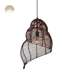black-shell-spiral-rattan-pendant-light