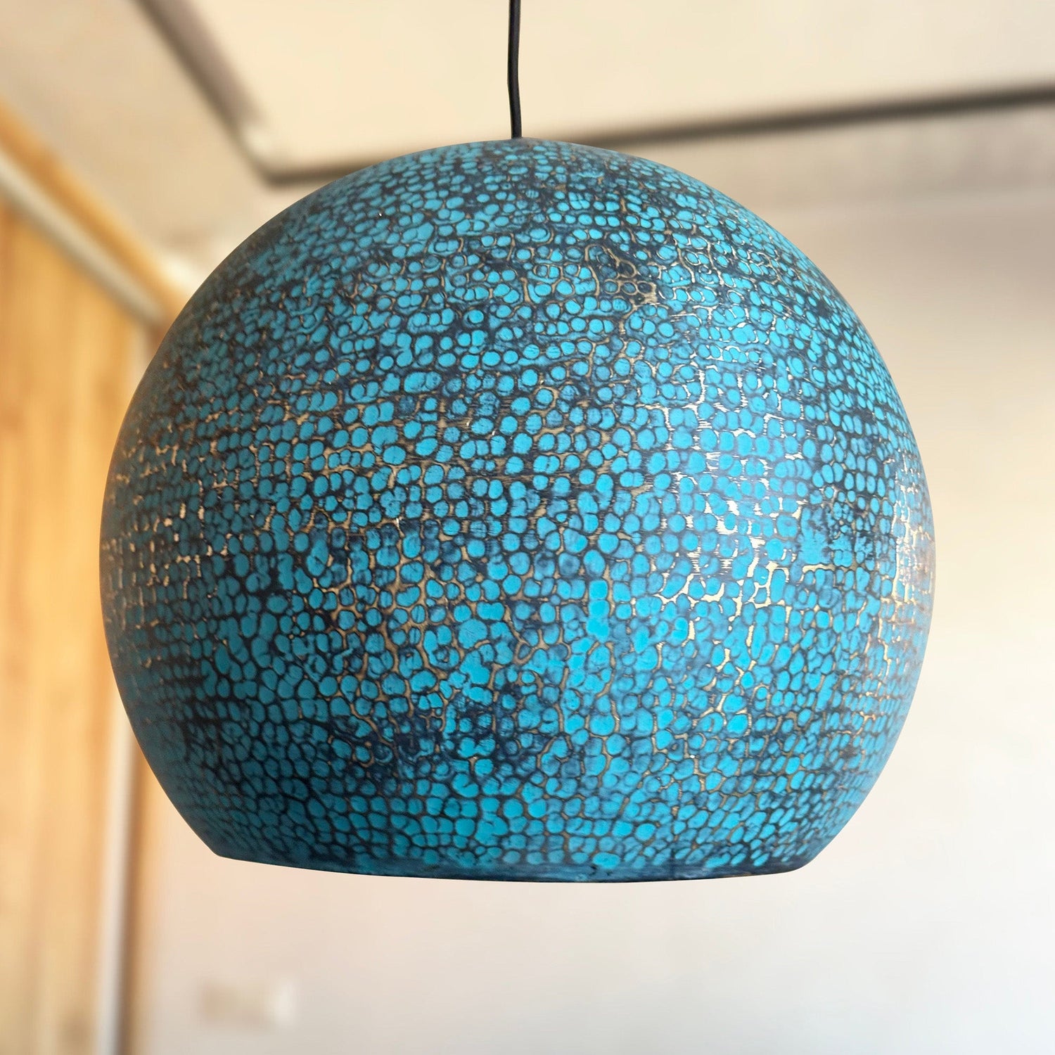 Blue Patina Brass Pendant Light for Island Kitchen Lighting