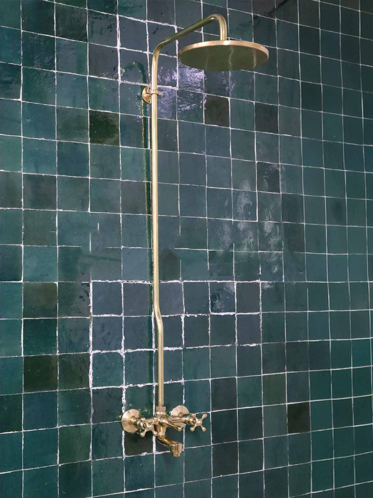 Unlacquered Brass Exposed Bathtub & Shower System Set - Brass Tub Faucet