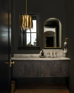 Varaudu Arched Brass Mirror Bathroom Mirror - Antique Brass Bathroom Mirror, Vanity Wall Decor