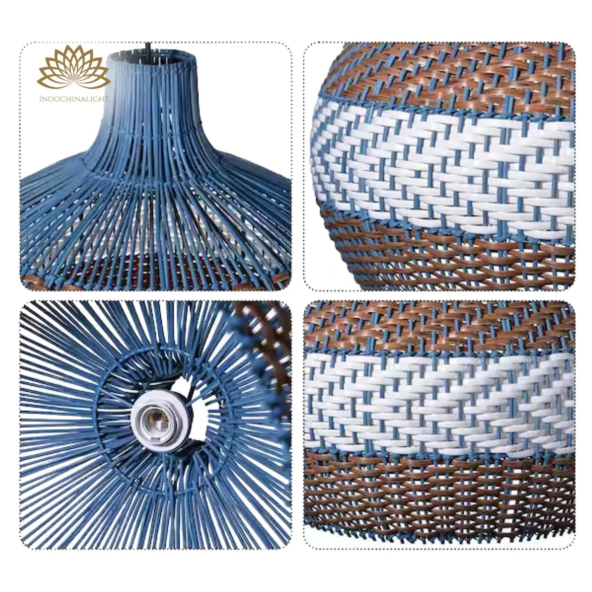 Courtland Blue Rattan Pendant Light