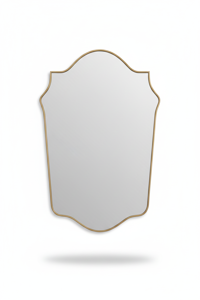 Varaudu Shield Vanity Mirror Handmade Brass Mirror - Antique Brass Bathroom Mirror, Vanity Wall Decor