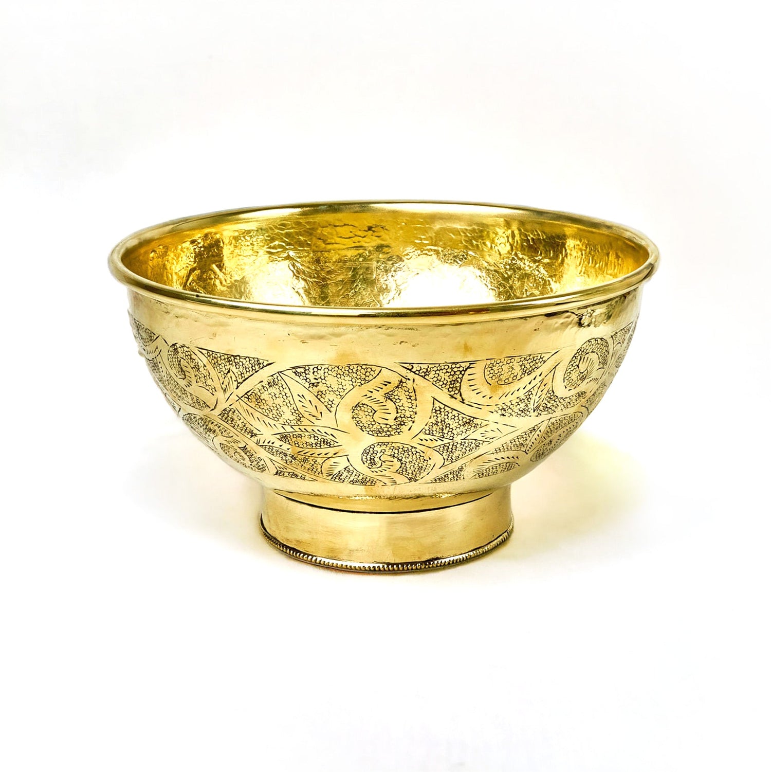 Engraved Brass Bathroom Vessel Sink, Round brass wash basin