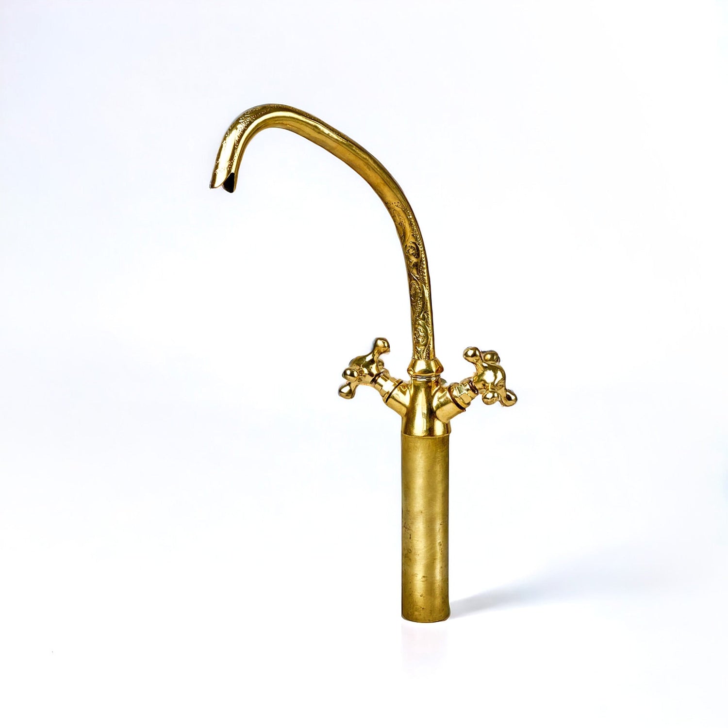 Engraved Brass Bathroom Vessel Sink, Round brass wash basin