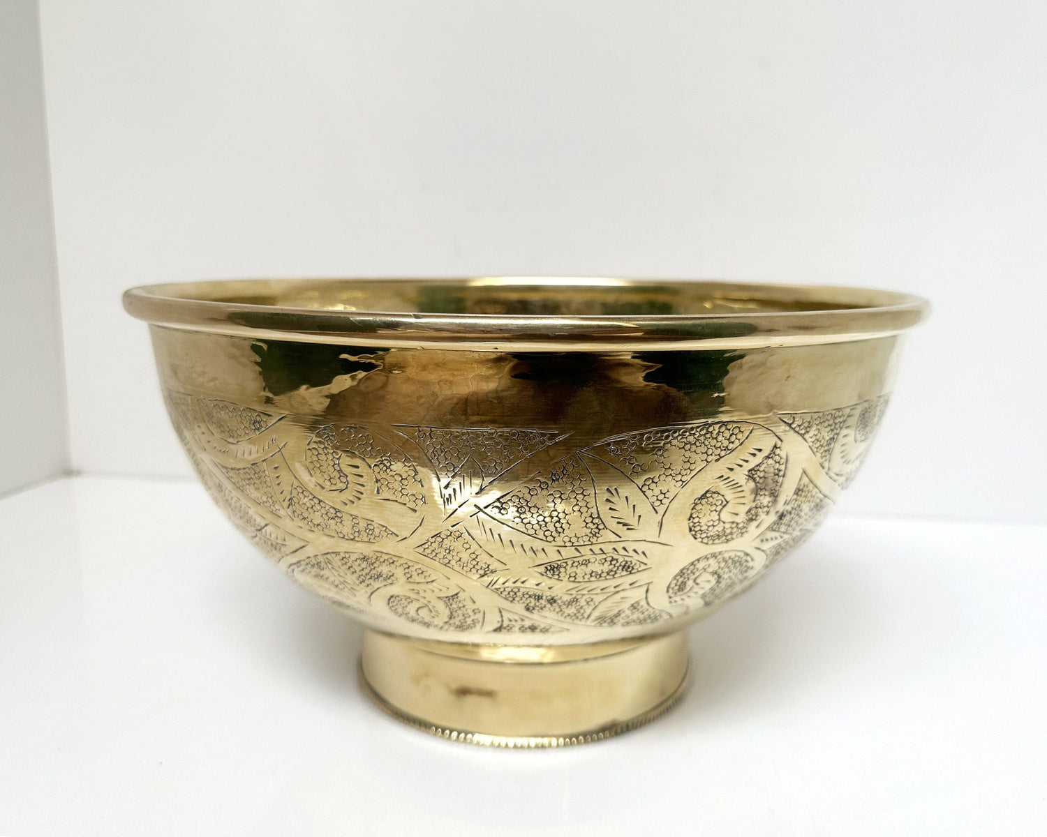 Engraved Unlacquered Brass Bathroom Vessel Sink
