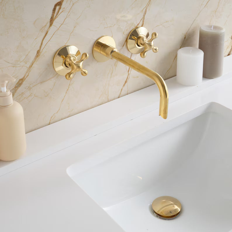 Antique Brass Tub Filler and Bathtub Faucet | Handcrafted Brass Bathroom Fixtures