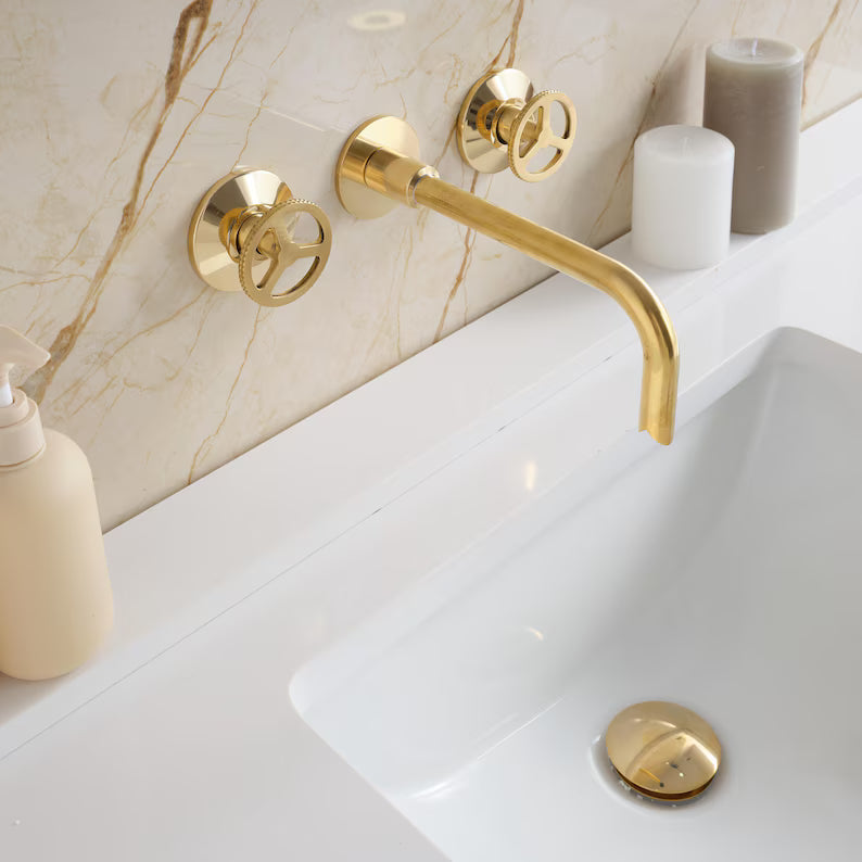 Antique Brass Tub Filler and Bathtub Faucet | Handcrafted Brass Bathroom Fixtures