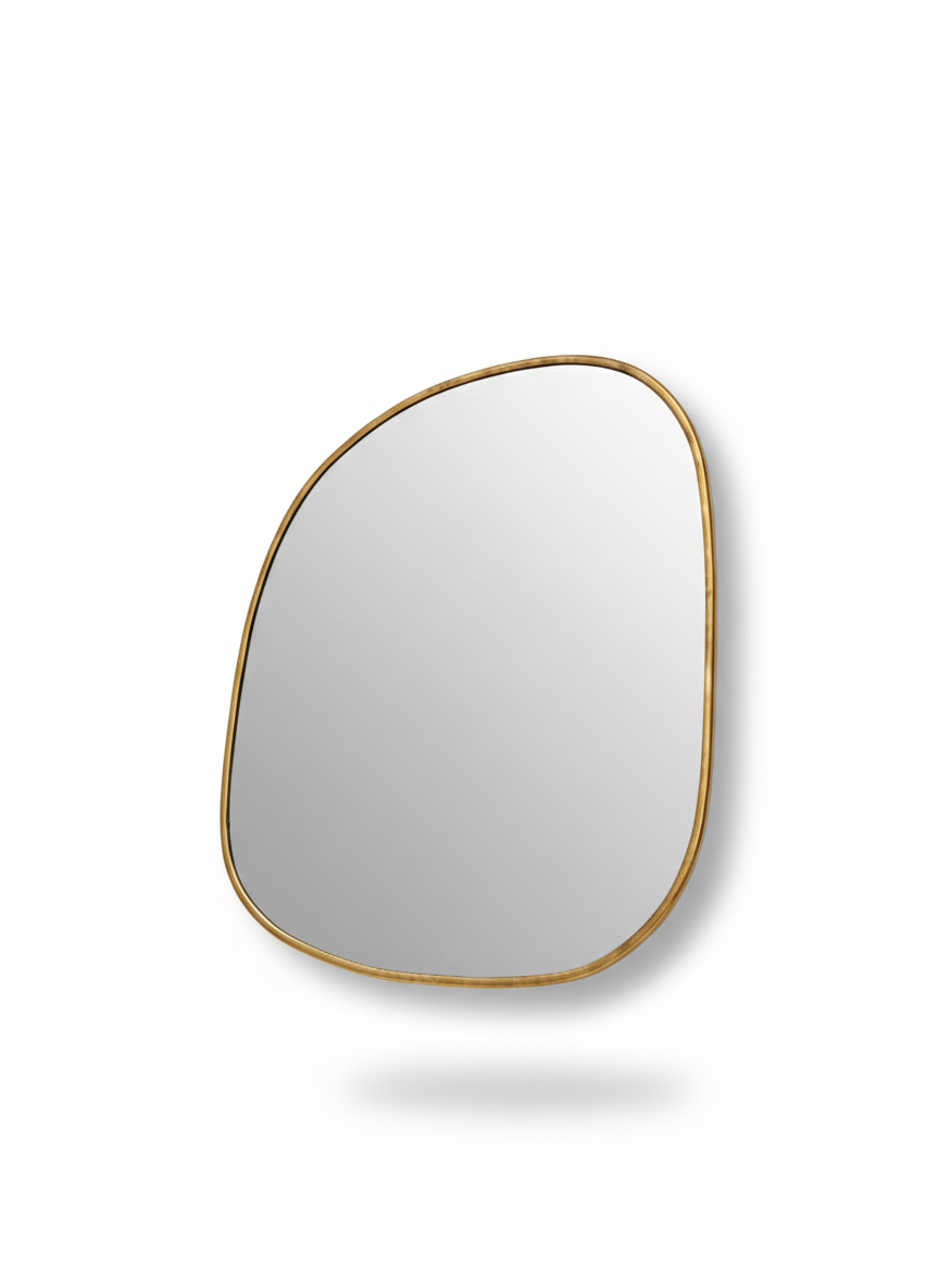Varaudu Antique Brass Asymmetrical Mirrors - Antique Brass Bathroom Mirror, Vanity Wall Decor