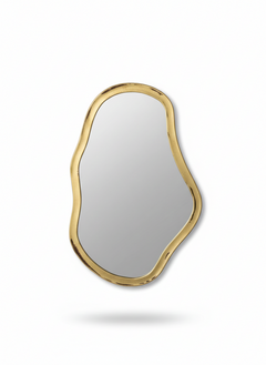 Varaudu Asymmetrical Mirror Wall Brass Mirror 369099721 - Antique Brass Bathroom Mirror, Vanity Wall Decor