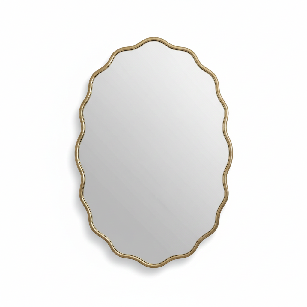 Varaudu Flower Mirror - Antique Brass Bathroom Mirror, Vanity Wall Decor