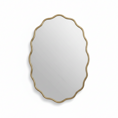 Varaudu Flower Mirror - Antique Brass Bathroom Mirror, Vanity Wall Decor