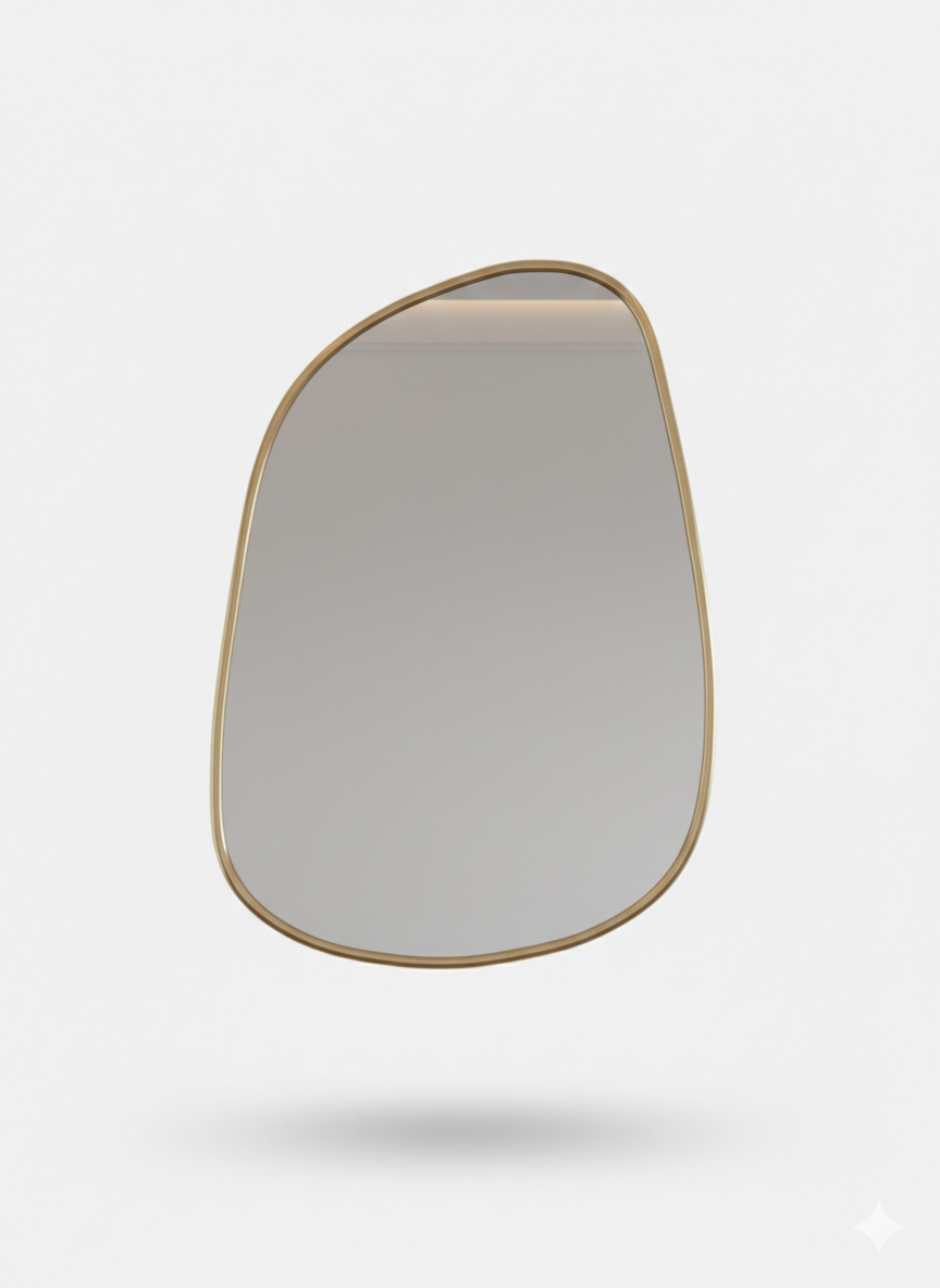 Varaudu Asymmetrical Antique Brass Mirrors - Antique Brass Bathroom Mirror, Vanity Wall Decor