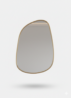 Varaudu Asymmetrical Antique Brass Mirrors - Antique Brass Bathroom Mirror, Vanity Wall Decor