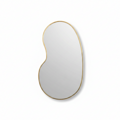 Varaudu Kidny Unlacquered Brass Mirror Gold Mirror - Antique Brass Bathroom Mirror, Vanity Wall Decor
