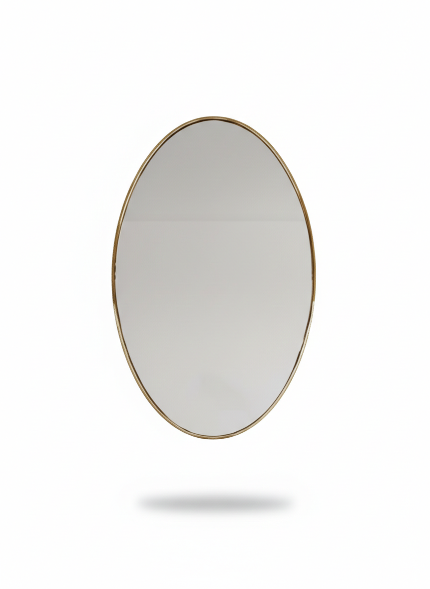 Varaudu Brass Oval Wall Mirror Unlacquered Brass Bathroom Mirror - Antique Brass Bathroom Mirror, Vanity Wall Decor