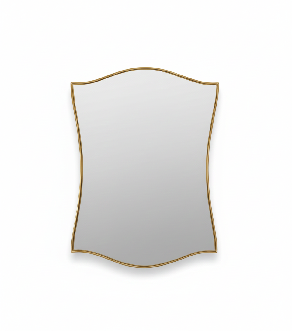 Varaudu Graceful Shield Mirror Handmade Brass Mirror - Antique Brass Bathroom Mirror, Vanity Wall Decor