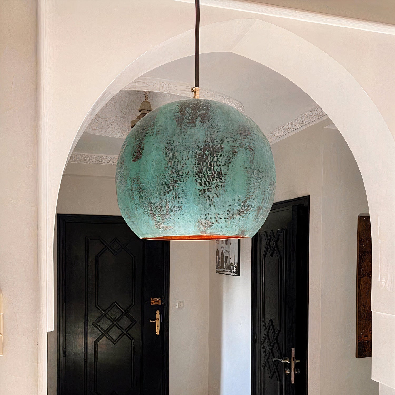 Hammered Copper Kitchen Island Lighting, Oxidized Copper Pendant Light