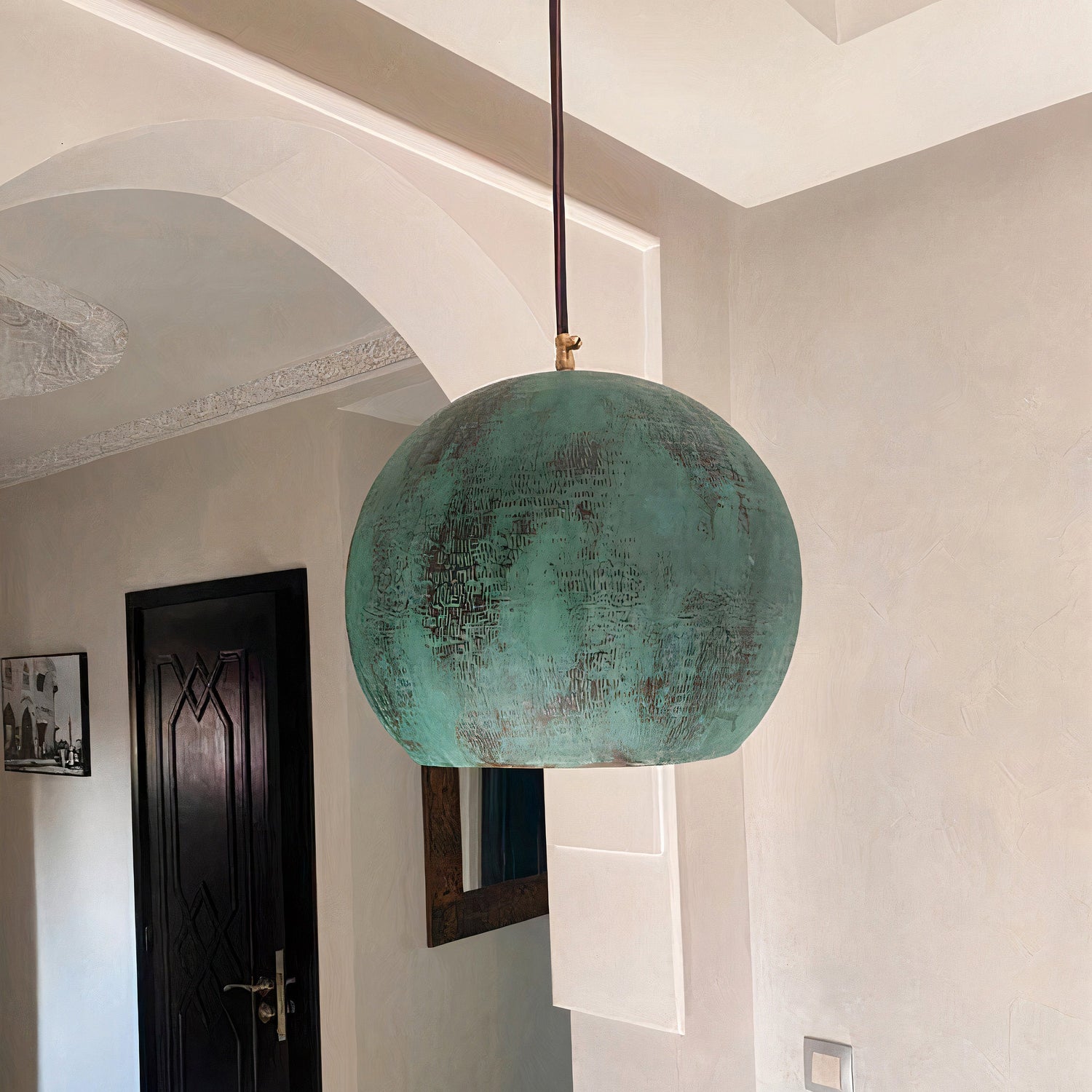 Hammered Copper Kitchen Island Lighting, Oxidized Copper Pendant Light