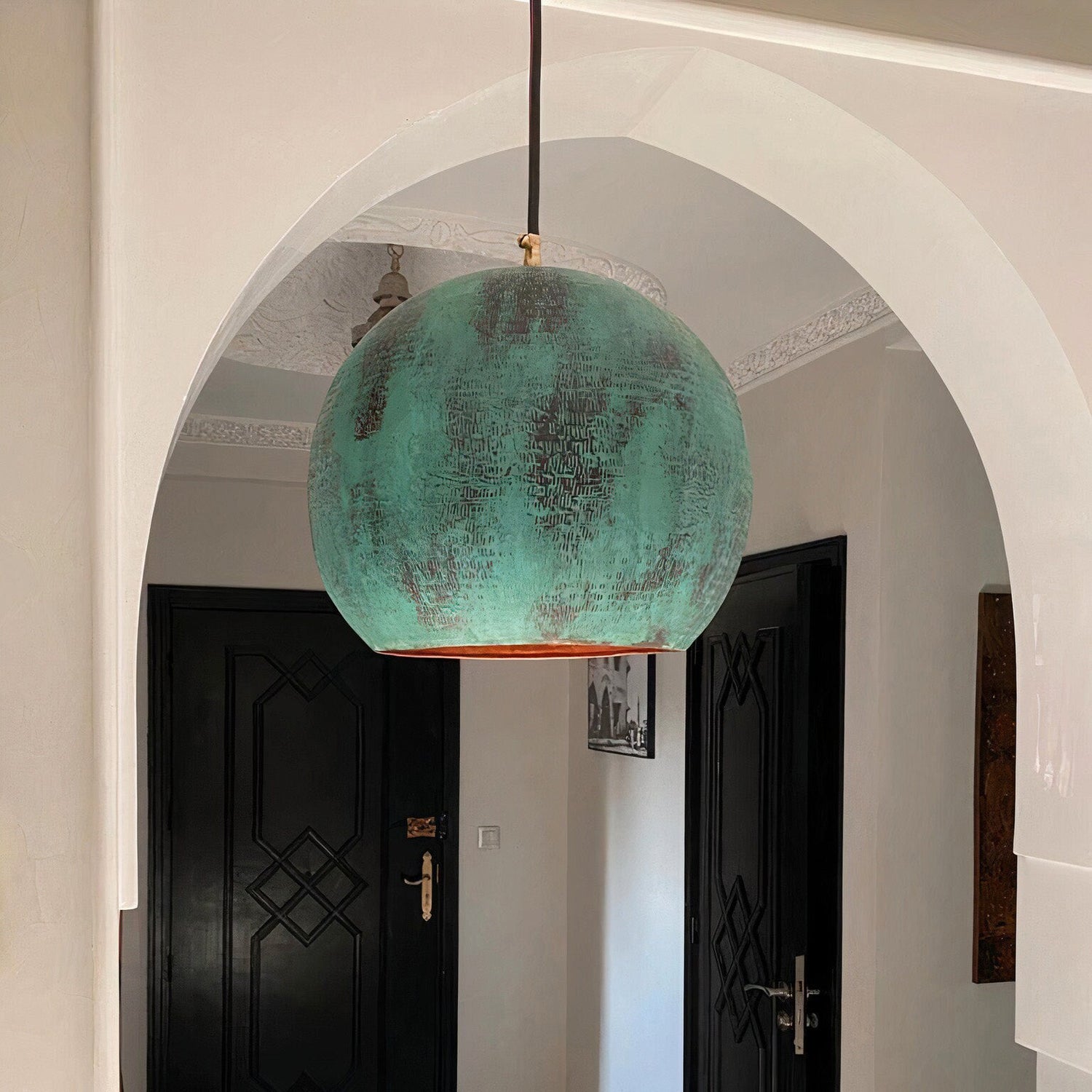 Hammered Copper Kitchen Island Lighting, Oxidized Copper Pendant Light