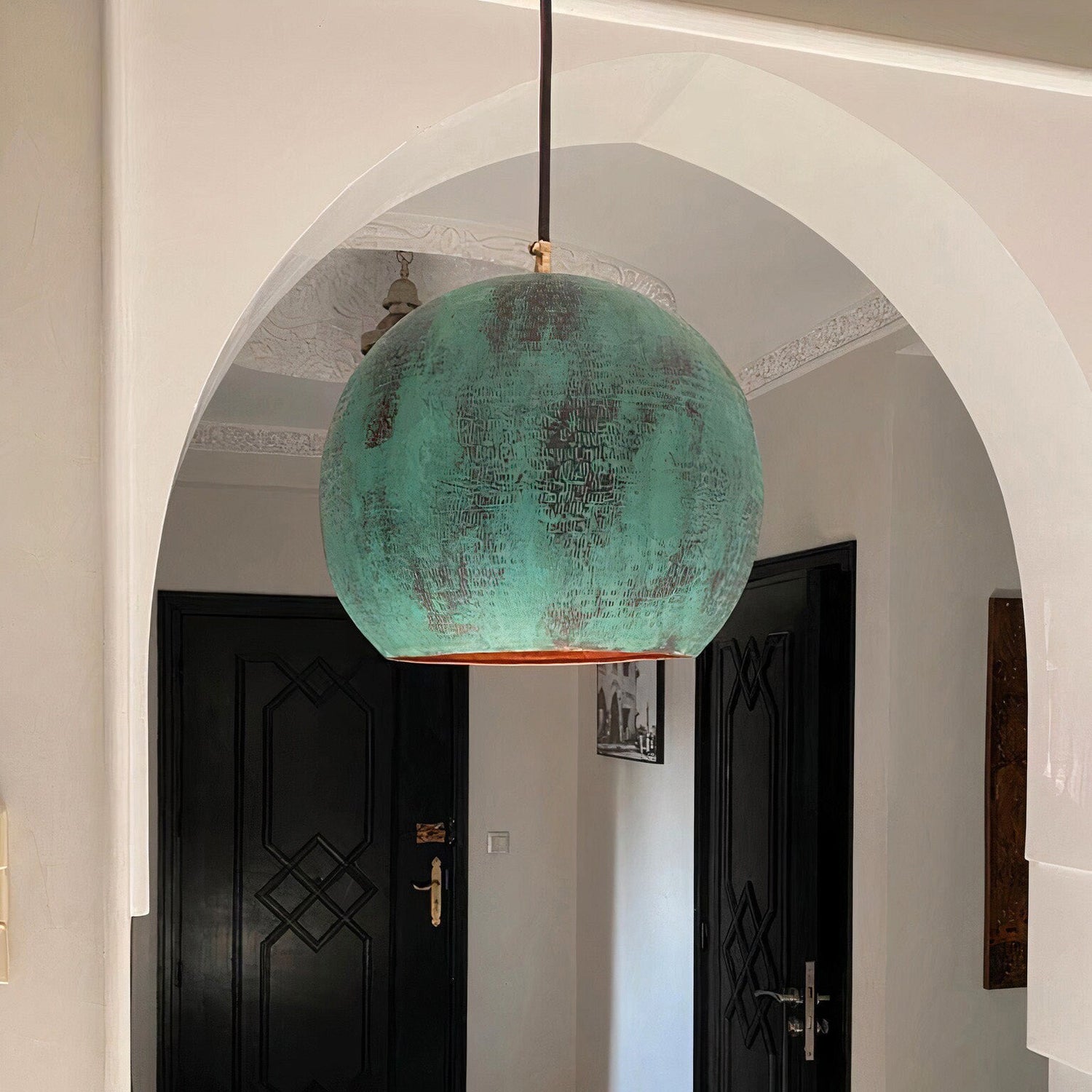 Hammered Copper Kitchen Island Lighting, Oxidized Copper Pendant Light