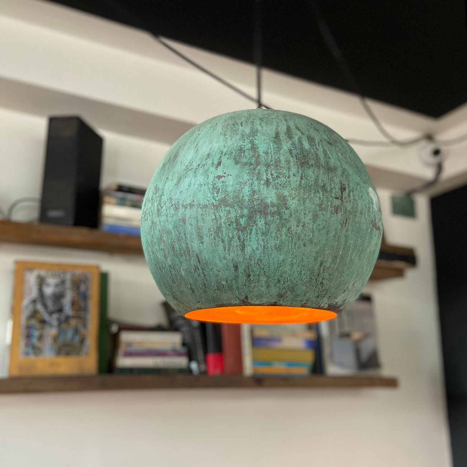 Handcrafted Verdigris Copper Pendant Light