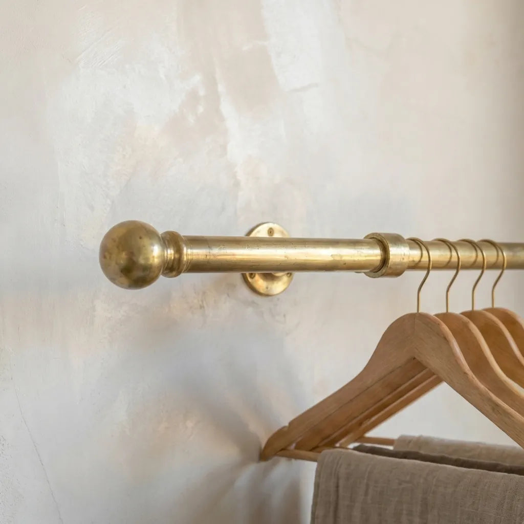 Unlacquered Brass Closet Rod – Wall Mounted Vintage Clothes Rail