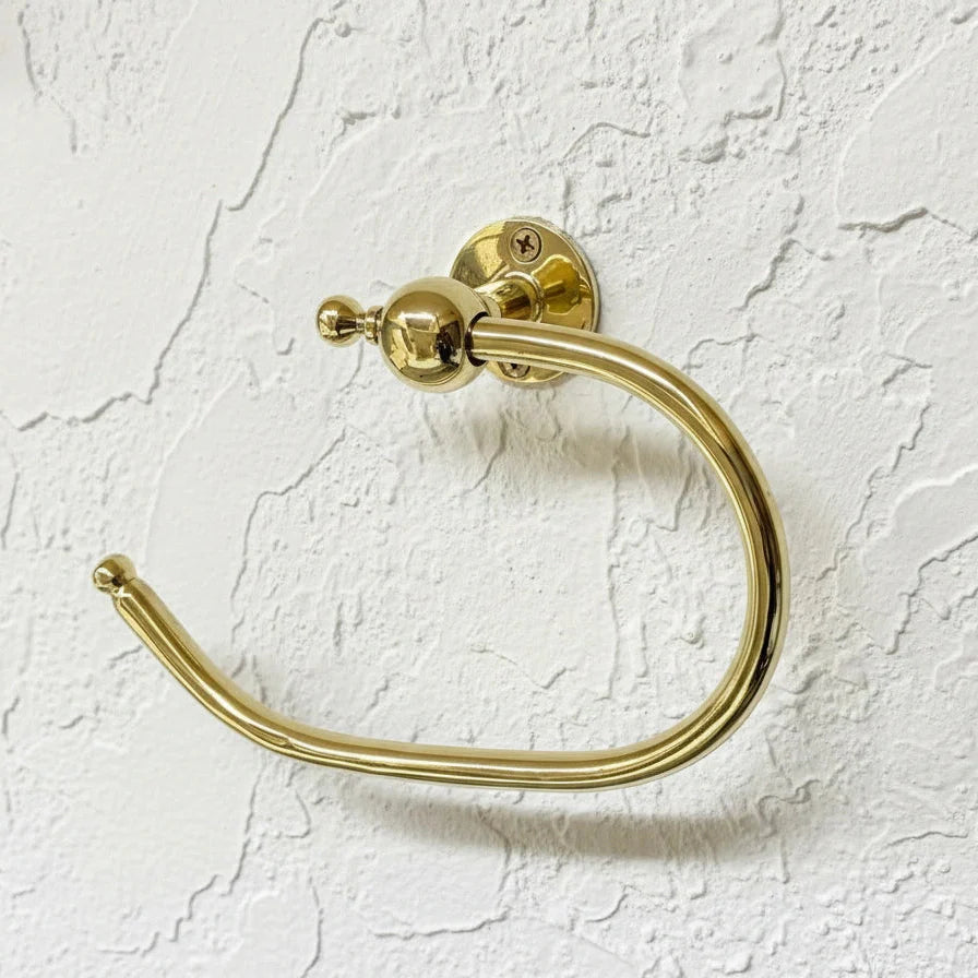 Handmade Unlacquered Brass Toilet Paper Holder – Vintage Wall Mount Bathroom Hardware