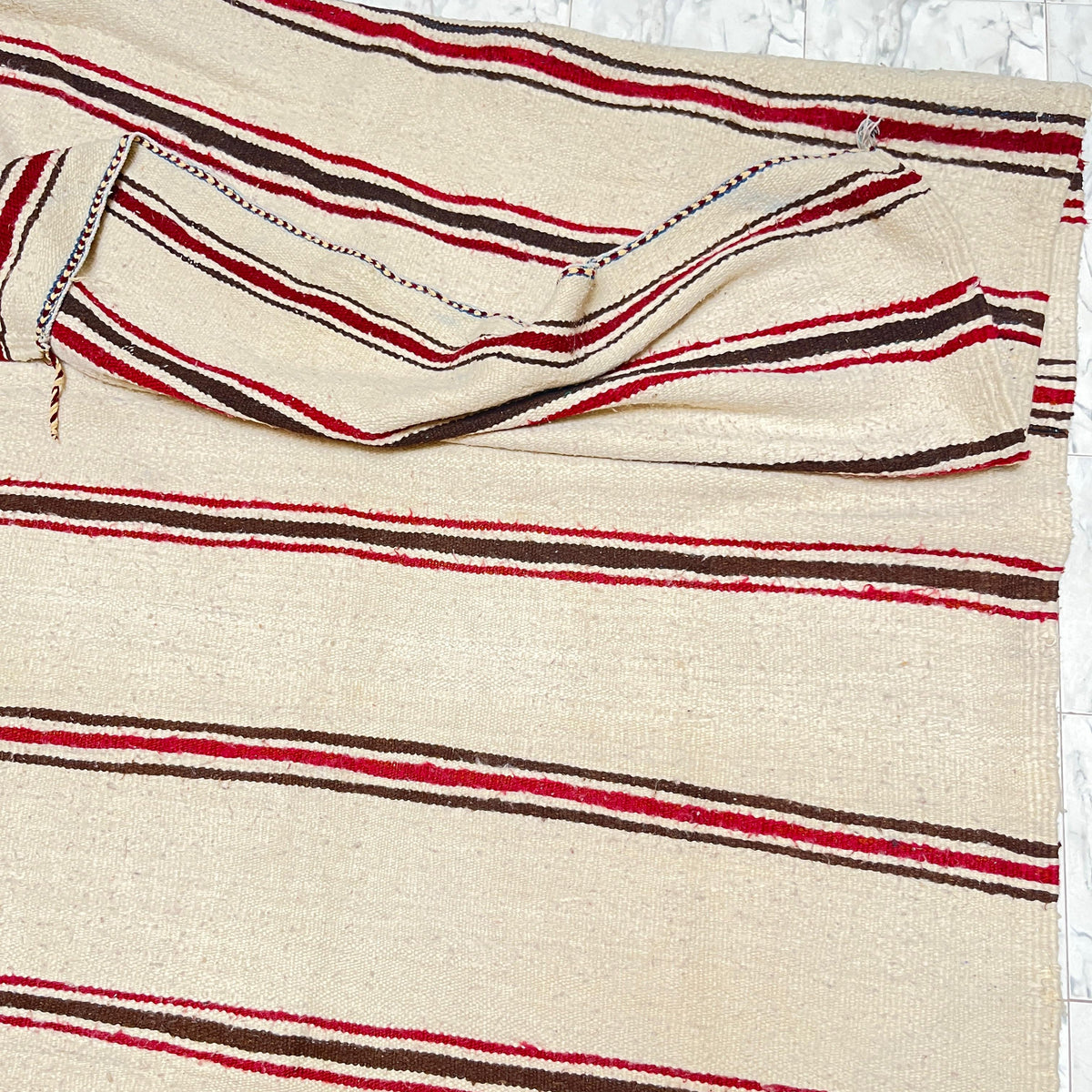 Authentic Handwoven Berber Kilim Rug - Minimalist Striped Design - 10.9 x 5.5 ft