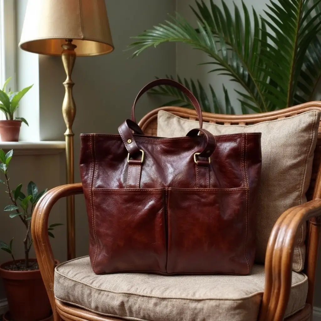Large Leather Tote Bag – Handmade Everyday Work Bag