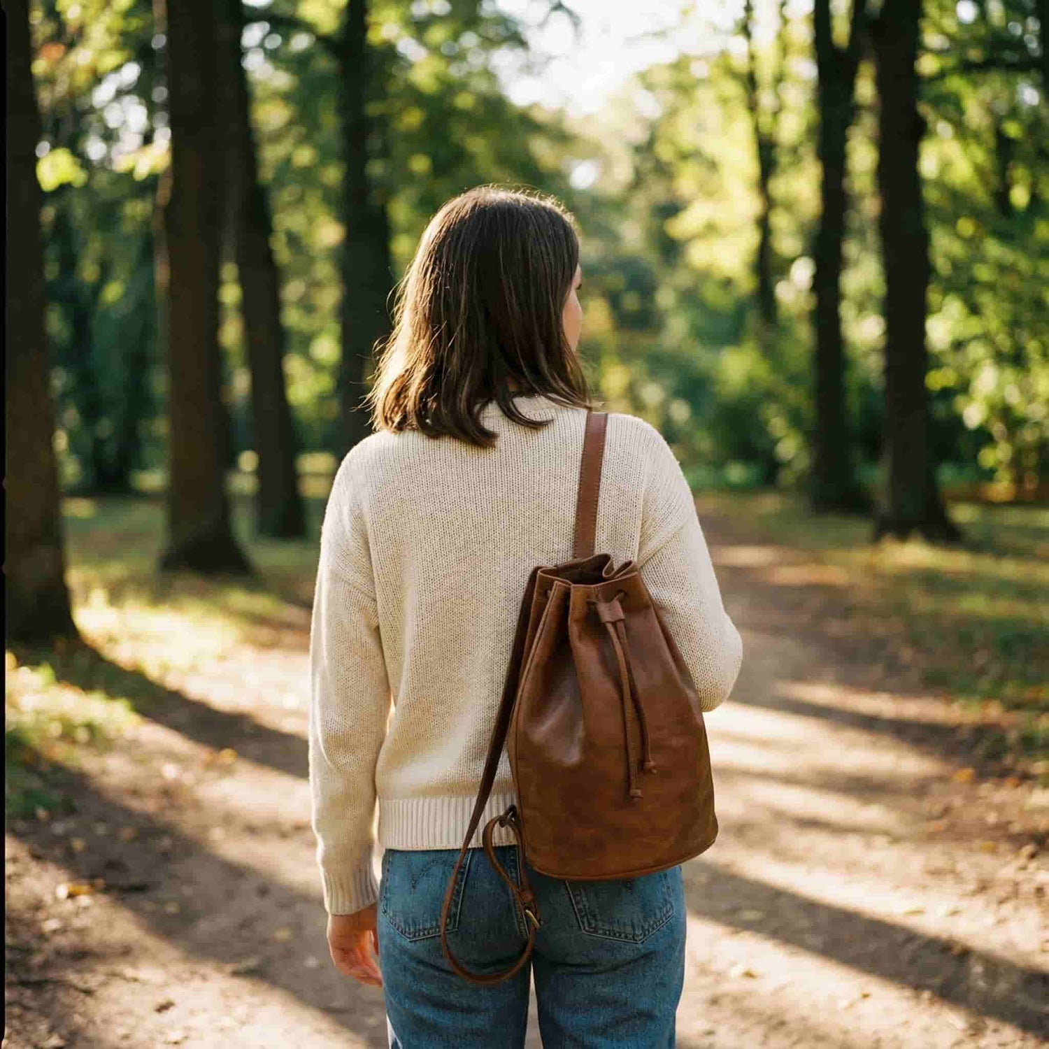 Minimalist Leather Bucket Bag – Handmade Crossbody Bag