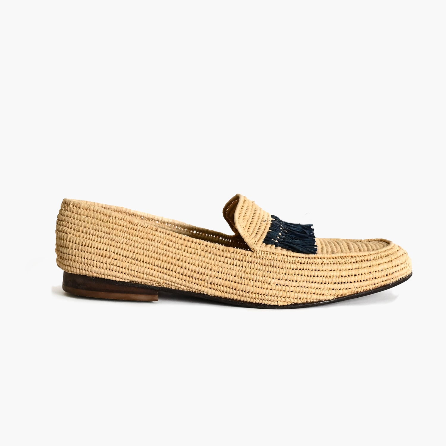 Handwoven Raffia Loafers with Fringe – Moroccan Summer Slip-On Shoes