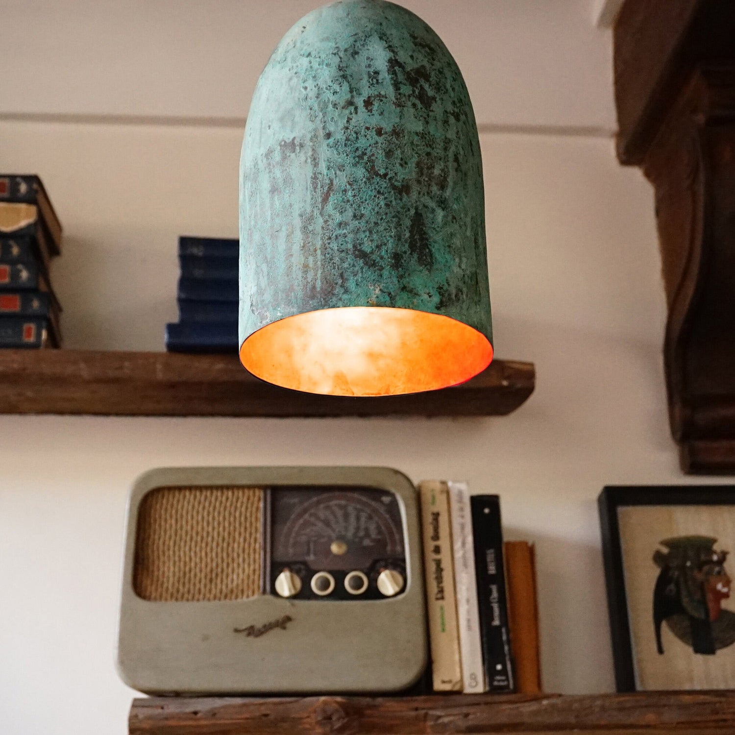 Oxidized Copper Ceiling Light, Copper Farmhouse Pendant Light