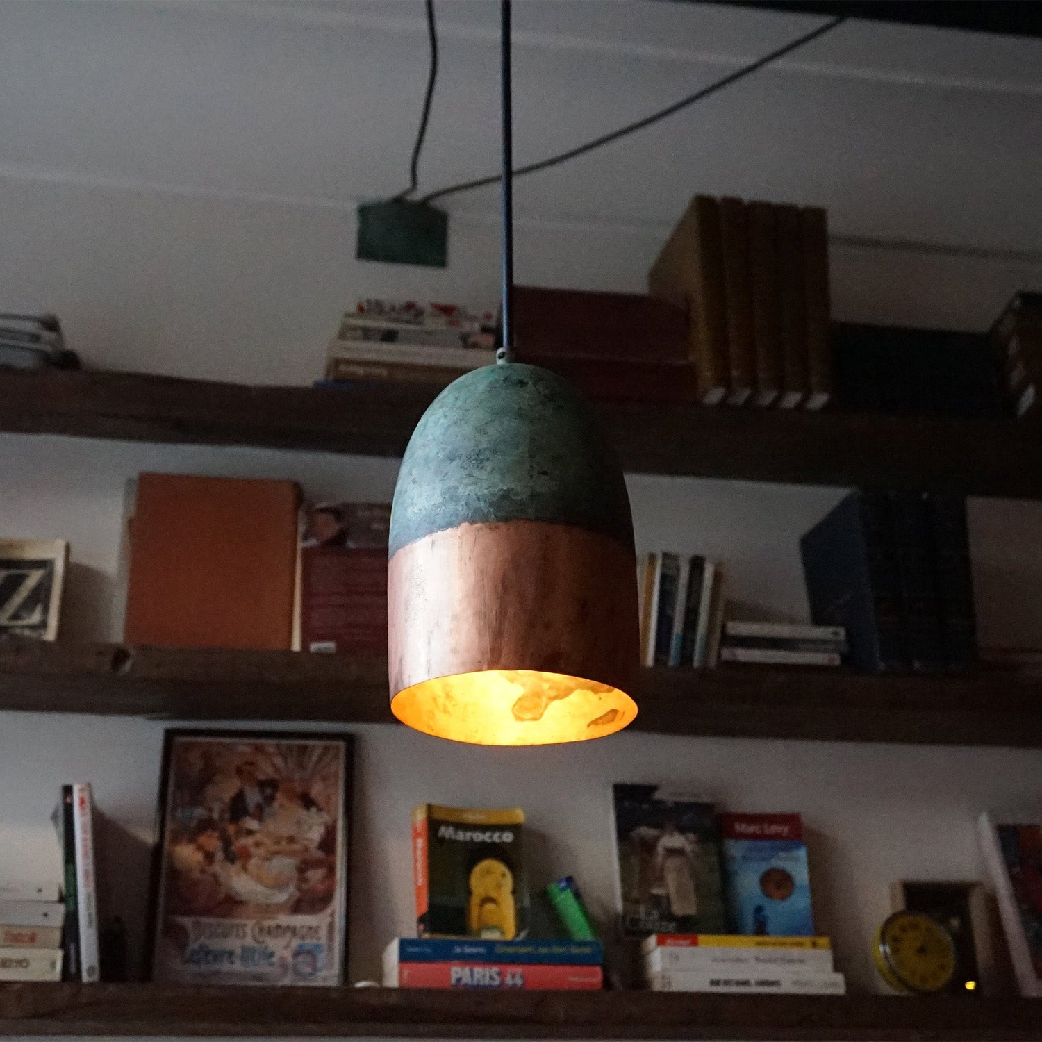 Oxidized Copper Farmhouse Light Fixture, Handmade Copper Ceiling Light