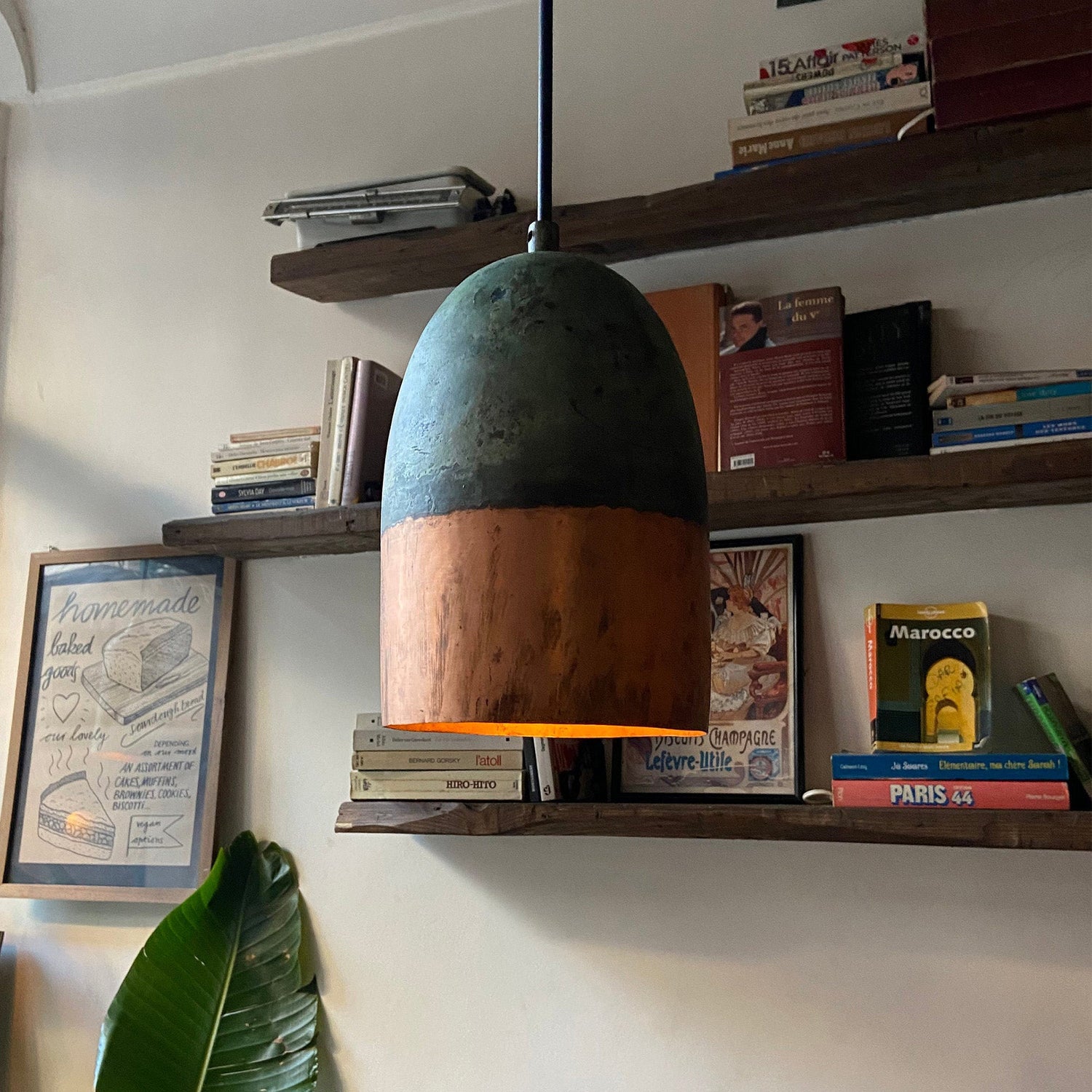 Oxidized Copper Farmhouse Light Fixture, Handmade Copper Ceiling Light