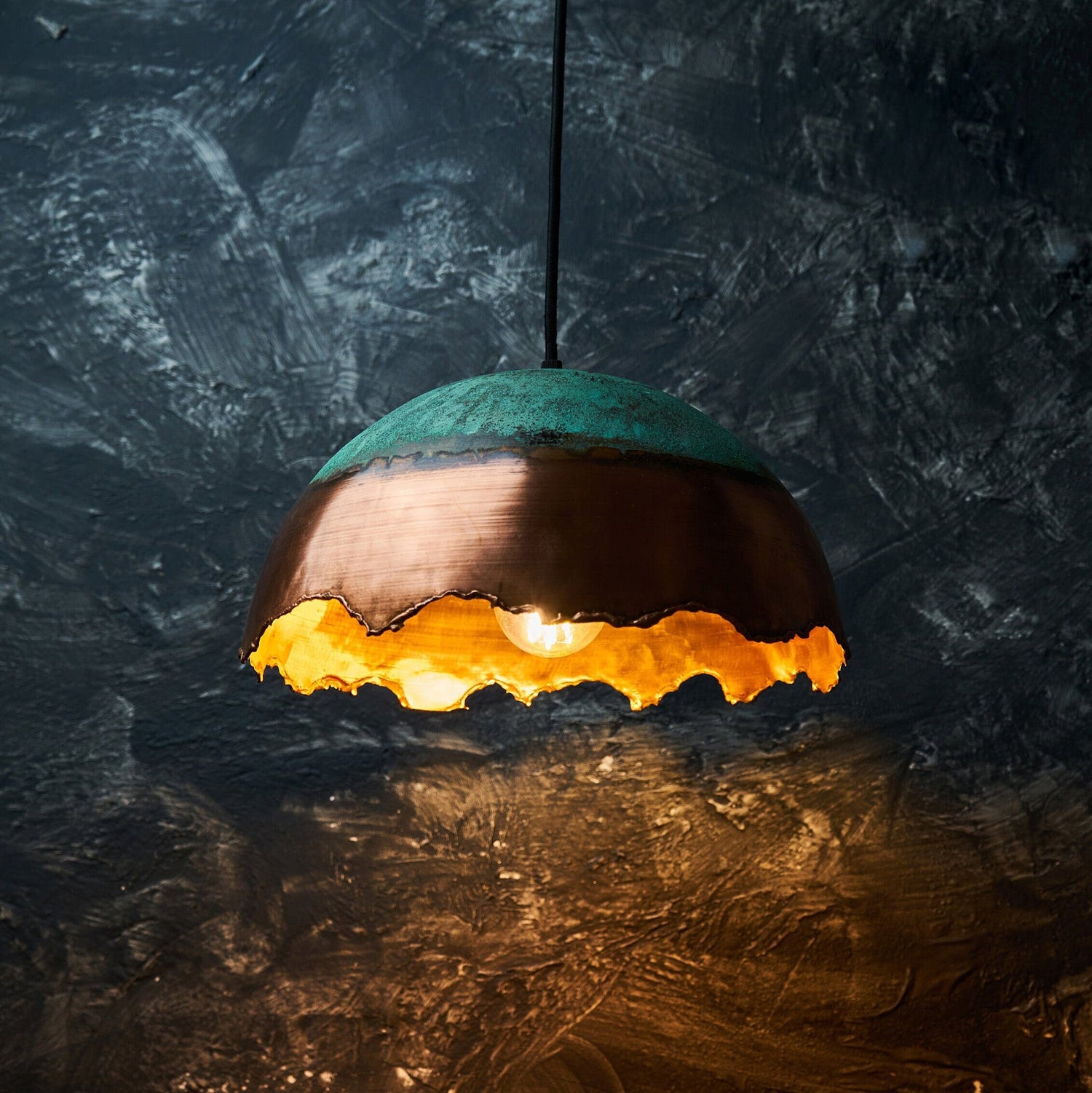 Oxidized Copper Pendant Light, Copper light fixture