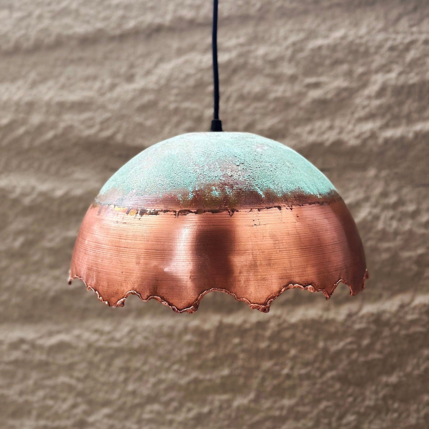 Oxidized Copper Pendant Light, Copper light fixture