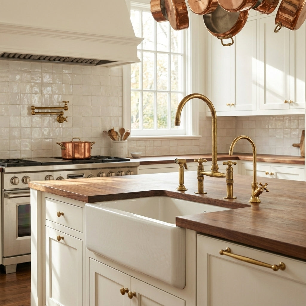 Unlacquered Brass Pot Filler Lever Handles