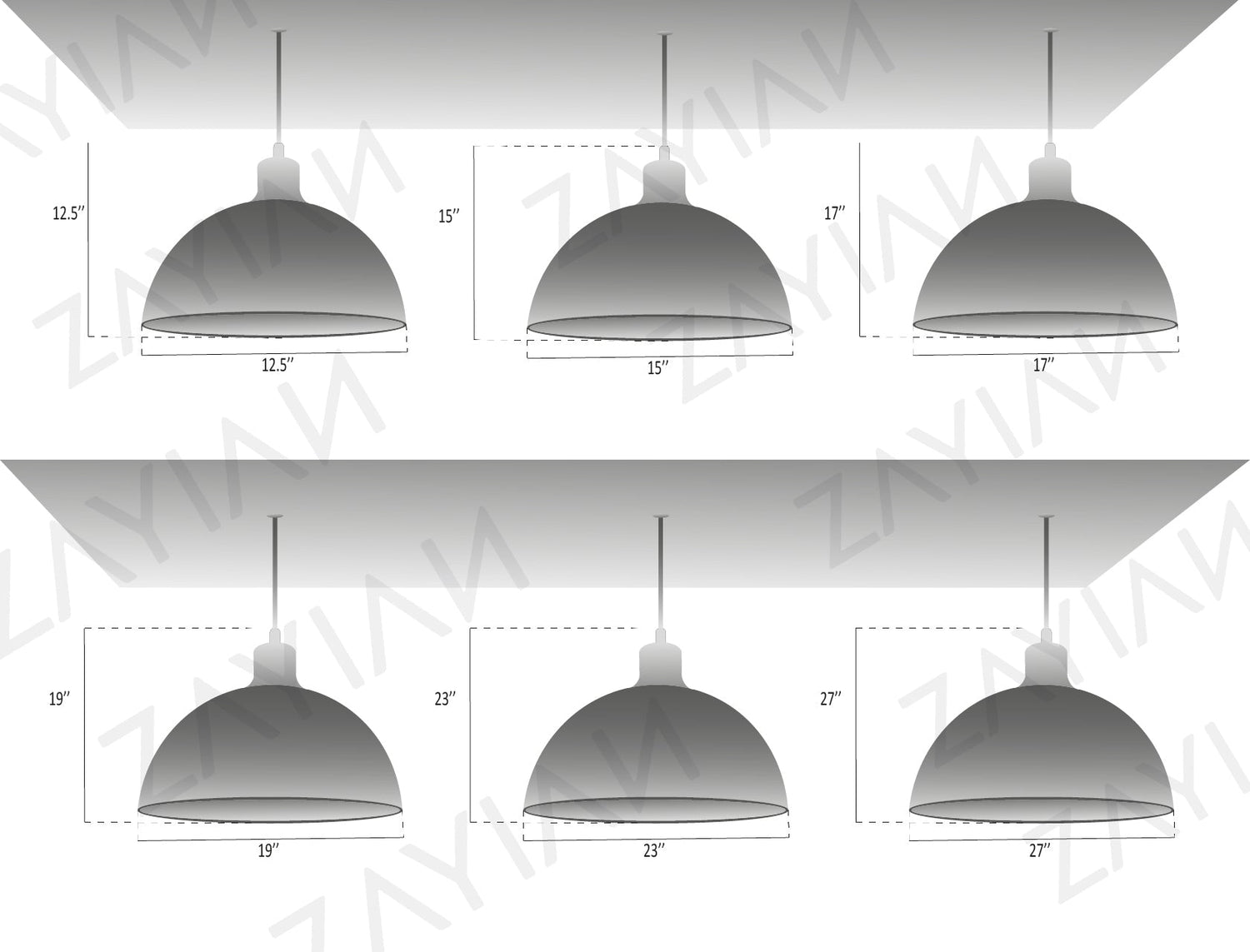 Copper Ceiling Light Shades - White Kitchen Island Lighting - Xira 