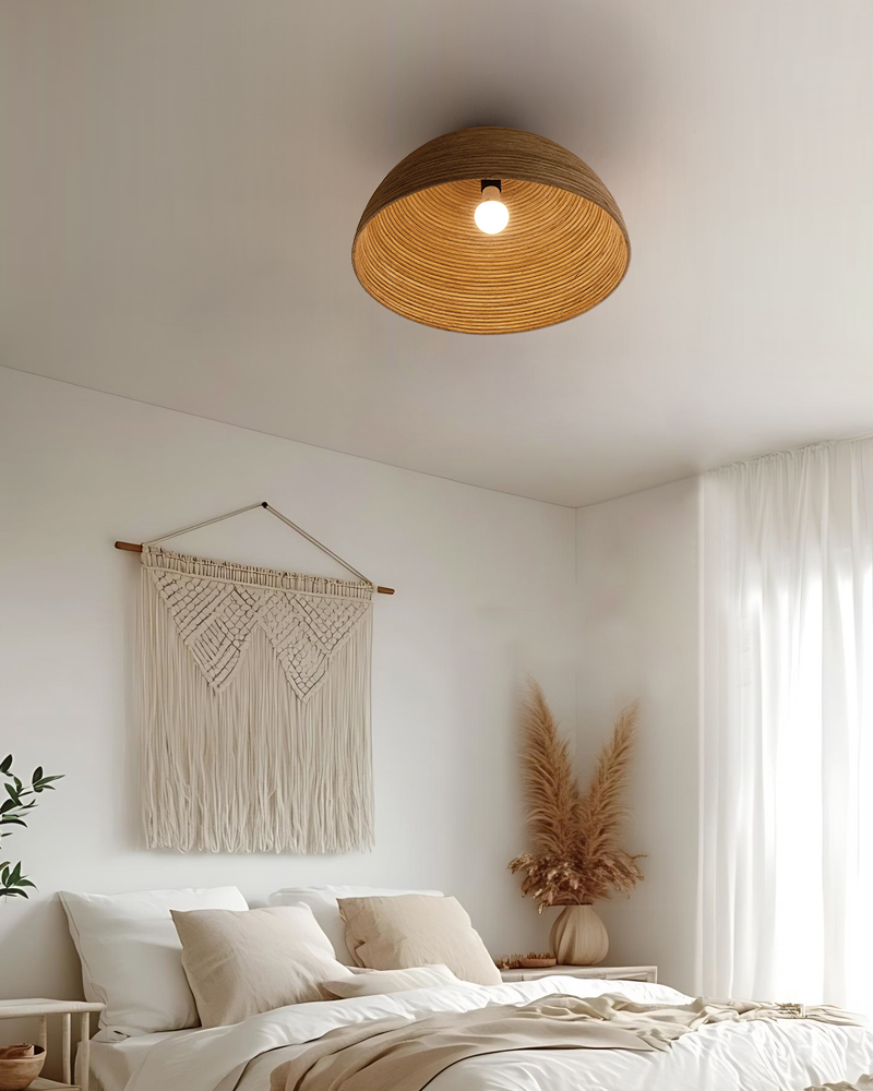 Arden Nickel Rattan Ceiling Light
