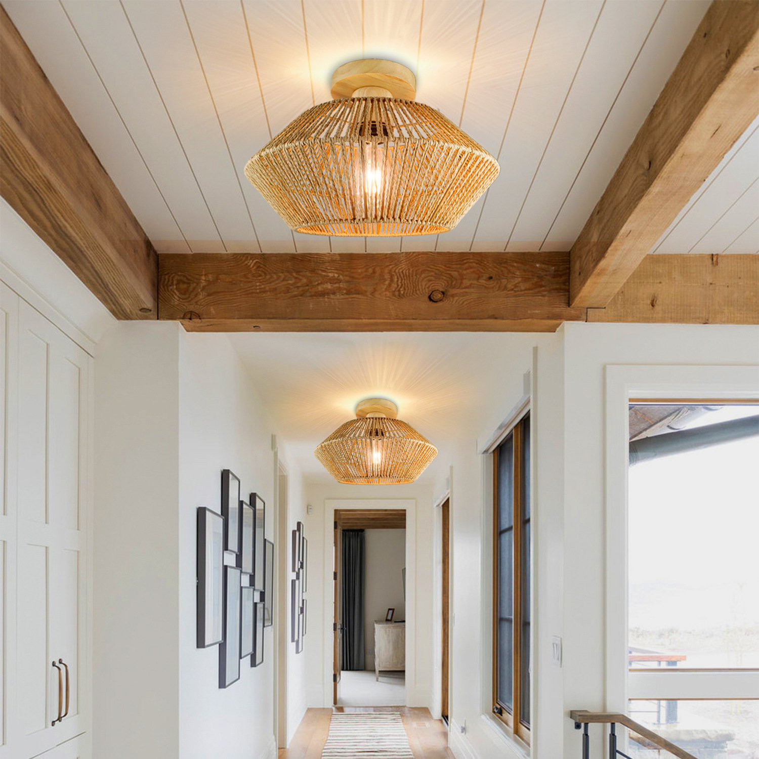 Femila Boho Rattan Ceiling Light