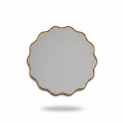 Varaudu Round Wavy Mirrors - Antique Brass Bathroom Mirror, Vanity Wall Decor