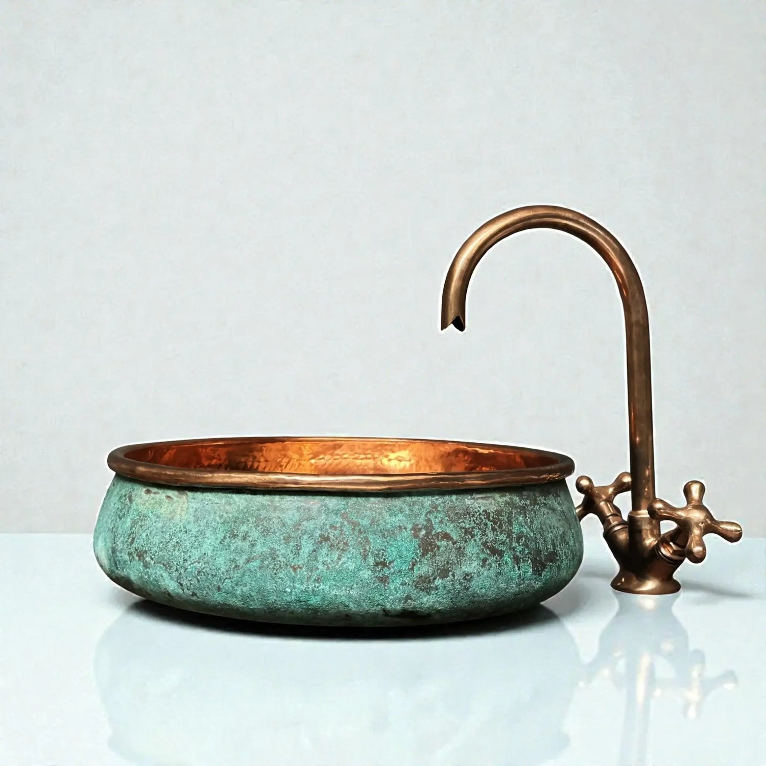 Green Patina Copper Vessel Sink