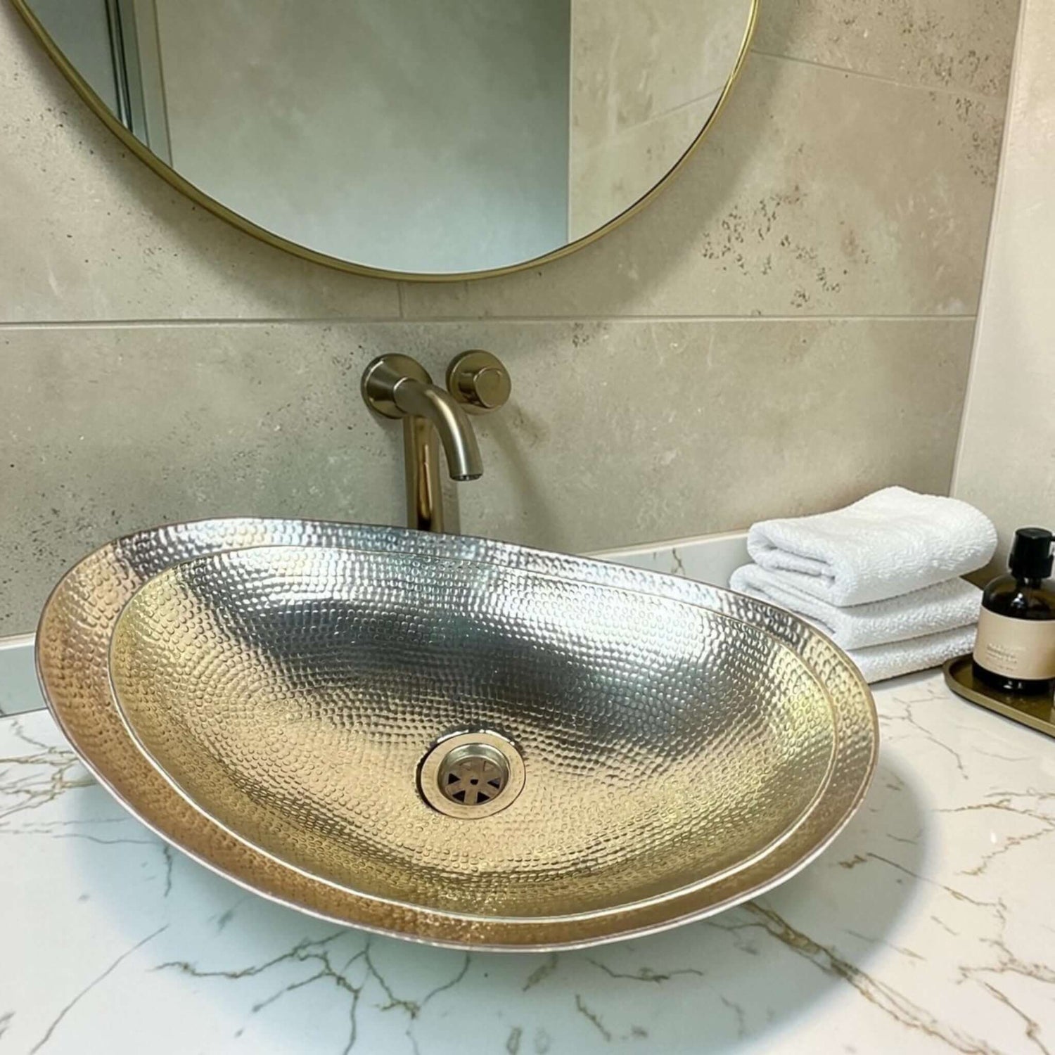 hammered brass bathroom vessel sink