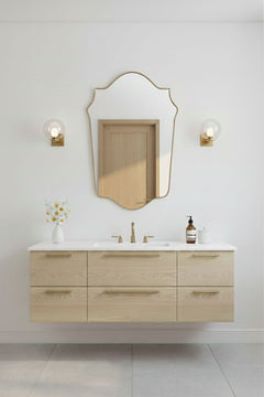 Varaudu Shield Vanity Mirror Handmade Brass Mirror - Antique Brass Bathroom Mirror, Vanity Wall Decor