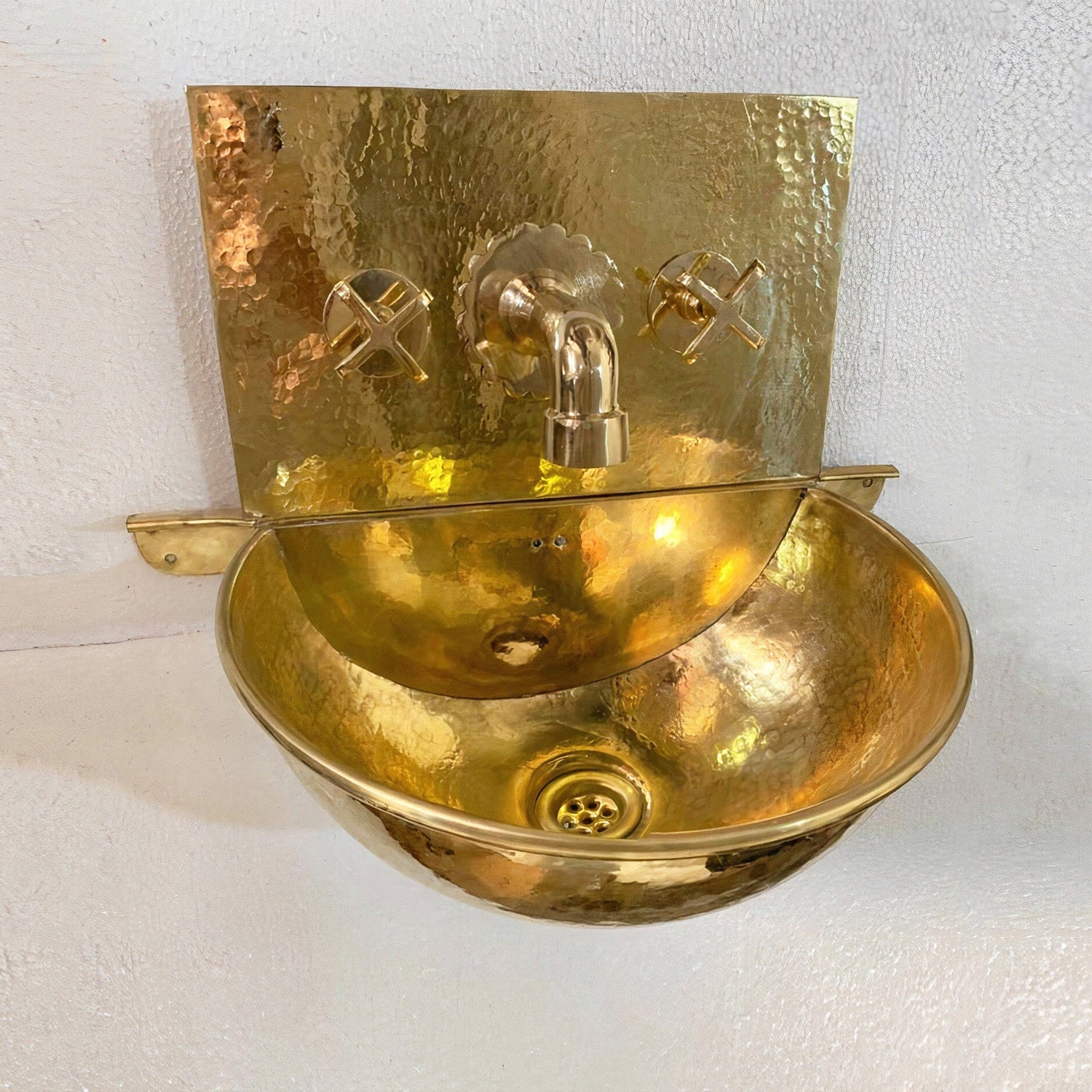 Solid Brass Wall Mount Bathroom Sink and Faucet Combo