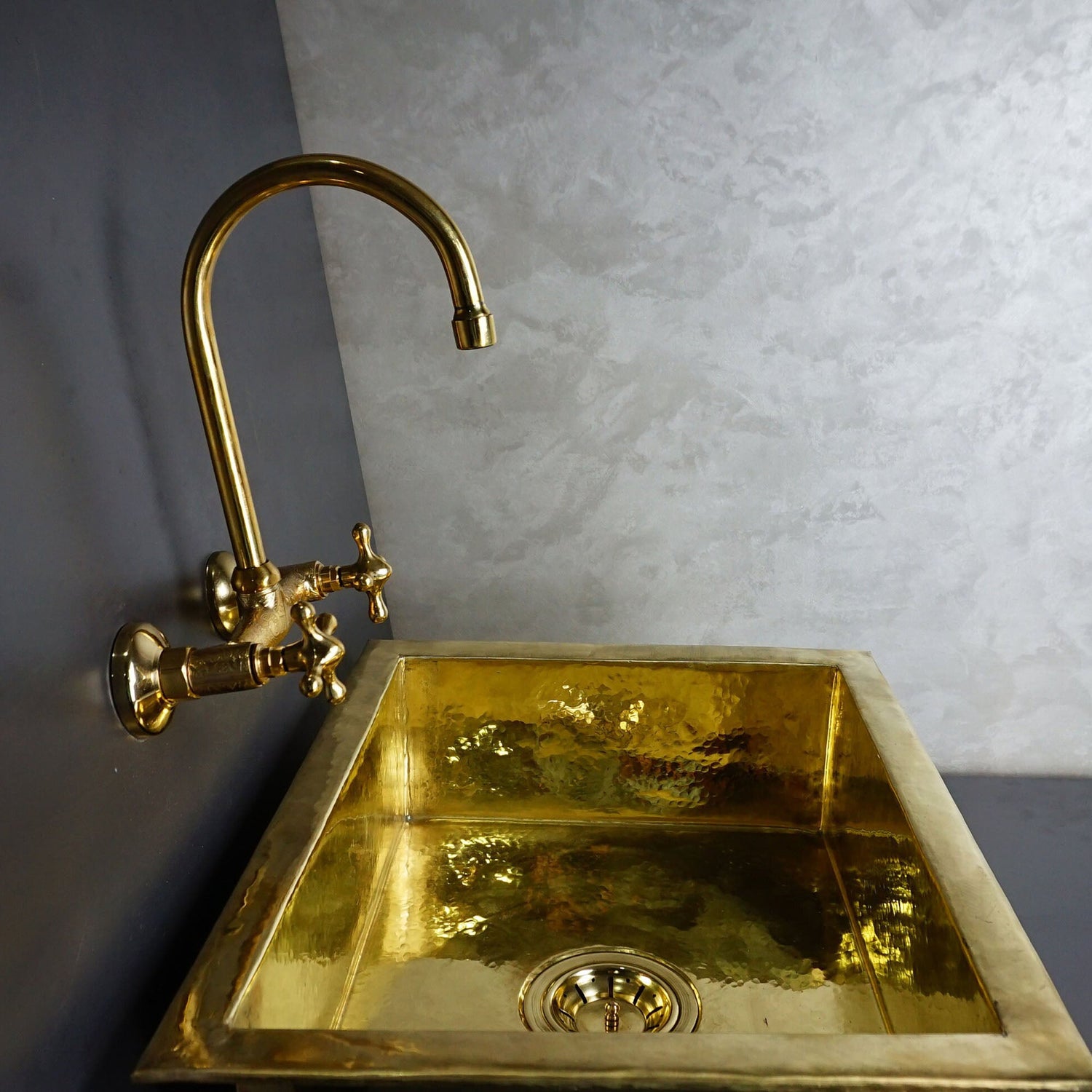 Solid Brass Wall Mount Kitchen Sink Faucet, Vintage Wall Mount Kitchen Sink Faucet