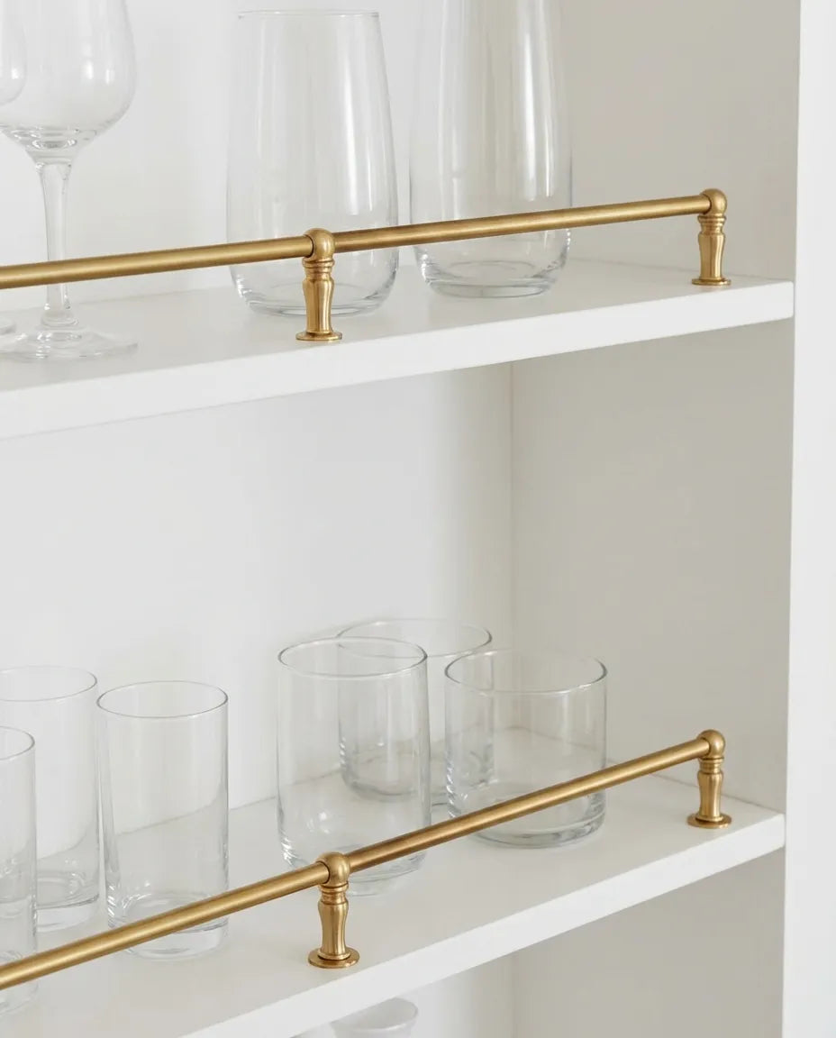 Solid Unlacquered Brass Shelf Rail – Classic Kitchen Gallery Railing