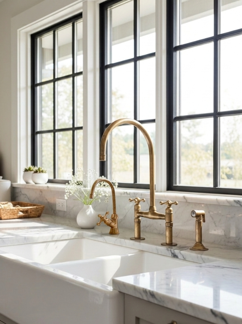 Unlacquered Brass Kitchen Faucet - 8